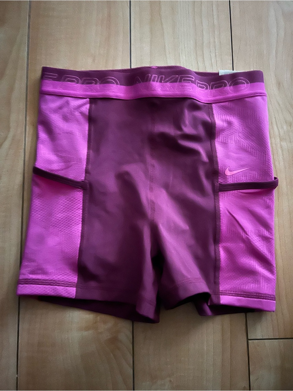Nike Pro Dri-Fit Women DX0059-653 3” High Waist Pink Training Shorts Size M